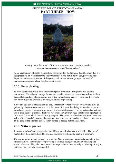 Guidelines for Cemetery Conservation - National Trust of Australia