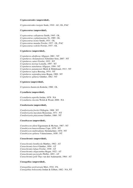 Vertebrates-Fish checkList - FADA