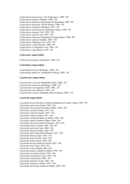 Vertebrates-Fish checkList - FADA