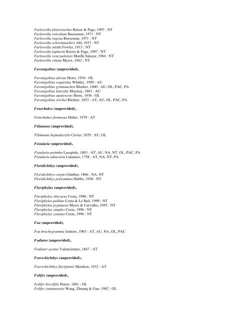 Vertebrates-Fish checkList - FADA