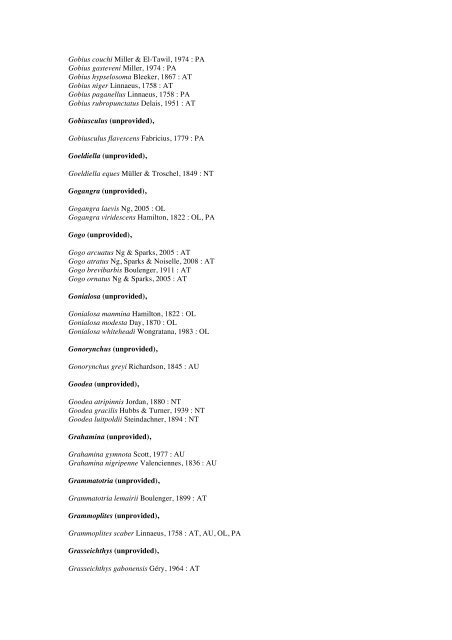 Vertebrates-Fish checkList - FADA