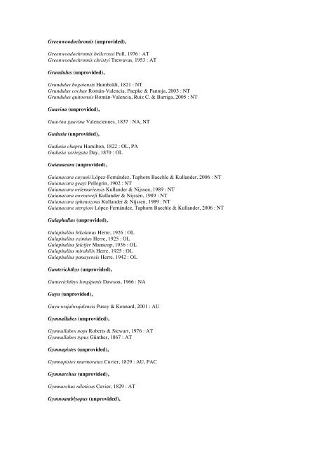 Vertebrates-Fish checkList - FADA