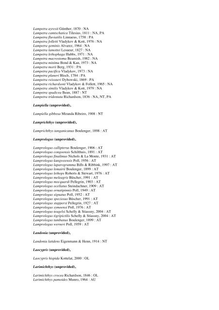 Vertebrates-Fish checkList - FADA