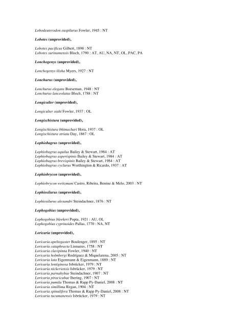 Vertebrates-Fish checkList - FADA