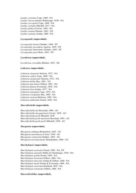 Vertebrates-Fish checkList - FADA