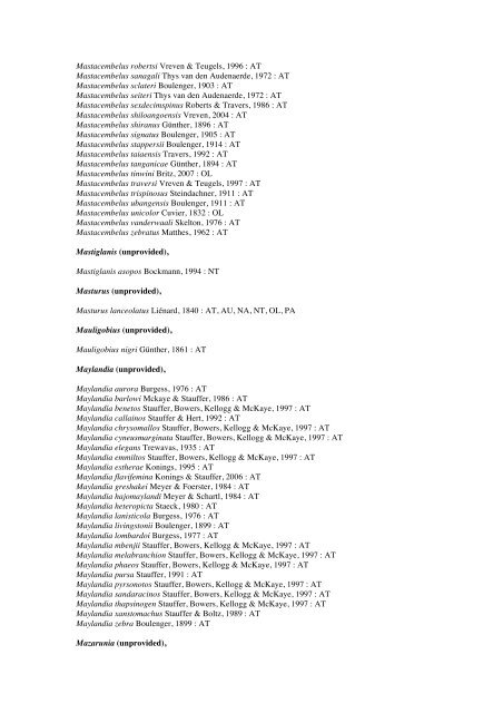 Vertebrates-Fish checkList - FADA