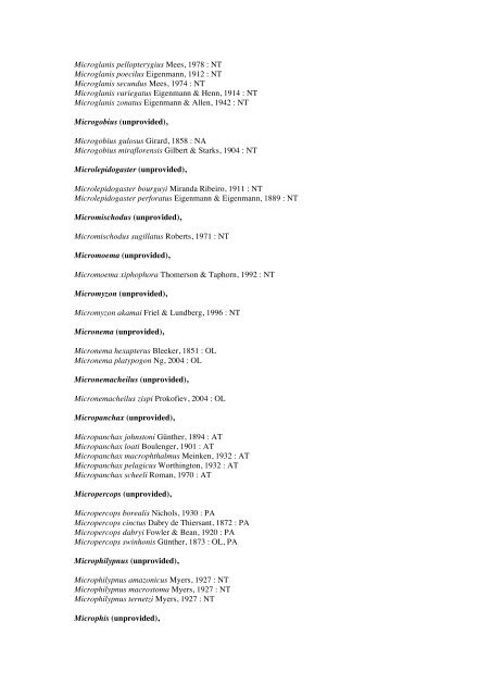 Vertebrates-Fish checkList - FADA