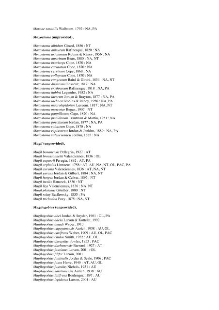 Vertebrates-Fish checkList - FADA