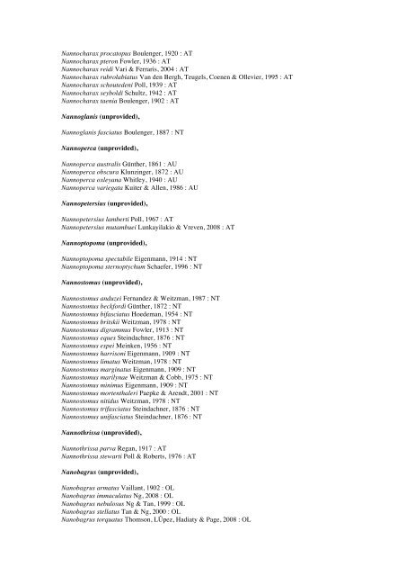 Vertebrates-Fish checkList - FADA