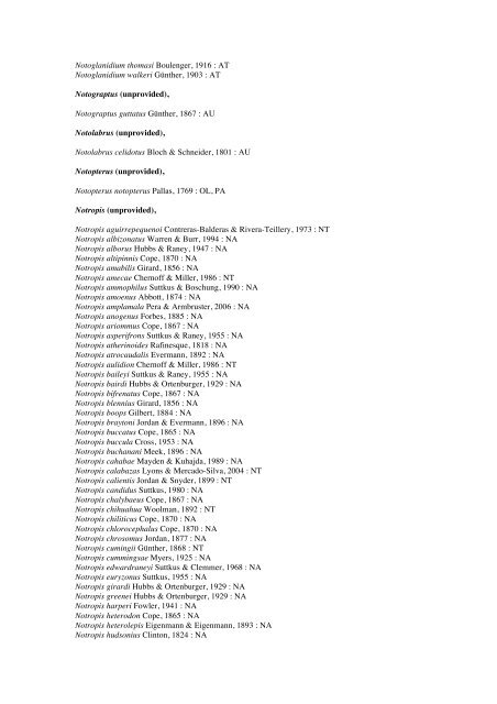 Vertebrates-Fish checkList - FADA