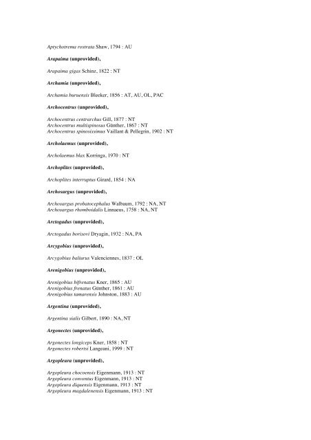 Vertebrates-Fish checkList - FADA