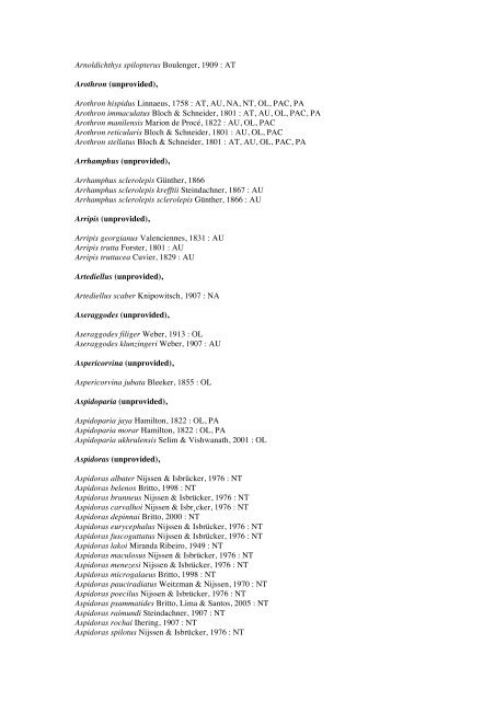 Vertebrates-Fish checkList - FADA