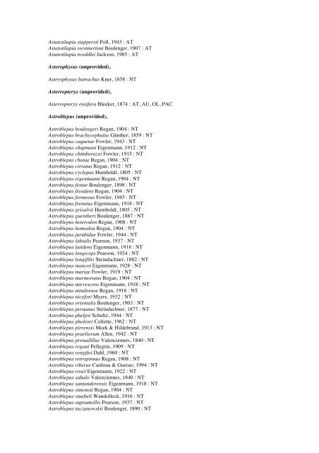 Vertebrates-Fish checkList - FADA