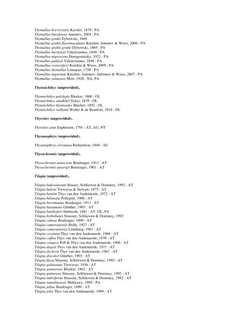 Vertebrates-Fish checkList - FADA