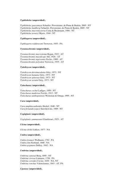 Vertebrates-Fish checkList - FADA