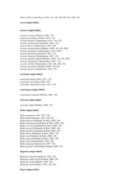 Vertebrates-Fish checkList - FADA