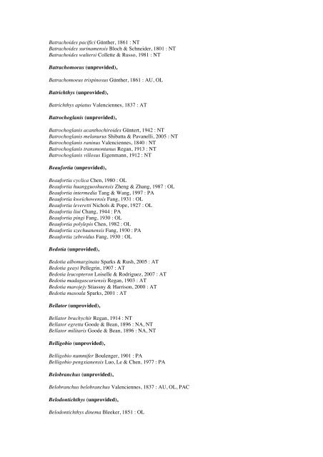 Vertebrates-Fish checkList - FADA