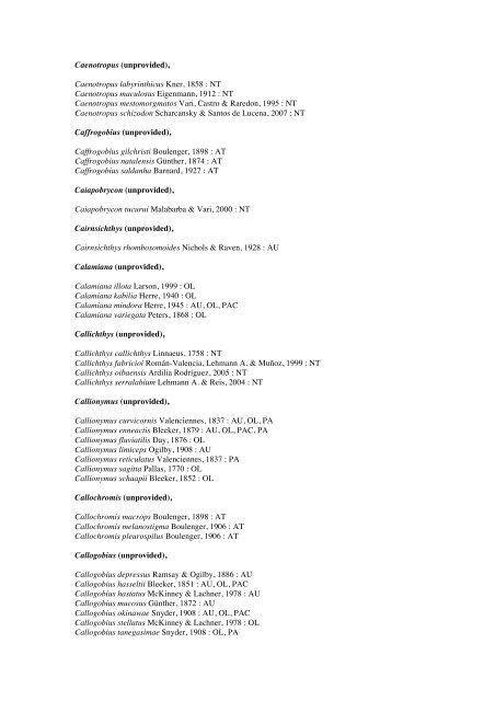 Vertebrates-Fish checkList - FADA