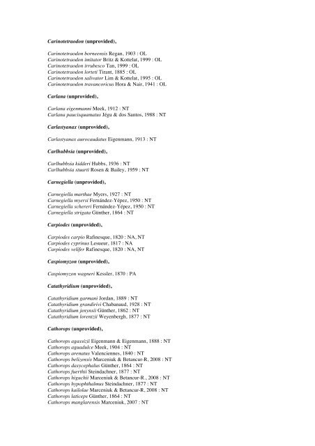 Vertebrates-Fish checkList - FADA