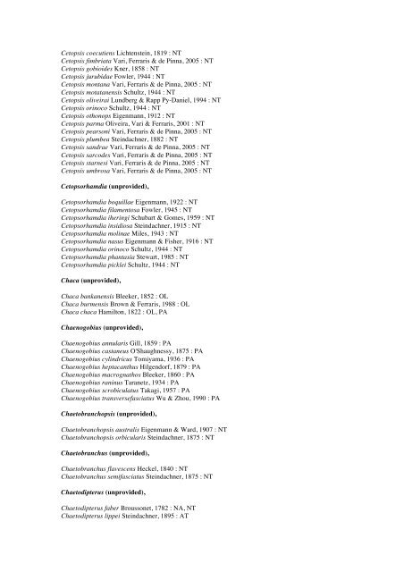 Vertebrates-Fish checkList - FADA