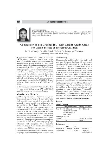 Comparison of Lea Gratings (LG) with Cardiff Acuity Cards for Vision ...