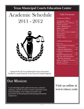 Academic Schedule - Texas Municipal Courts Education Center