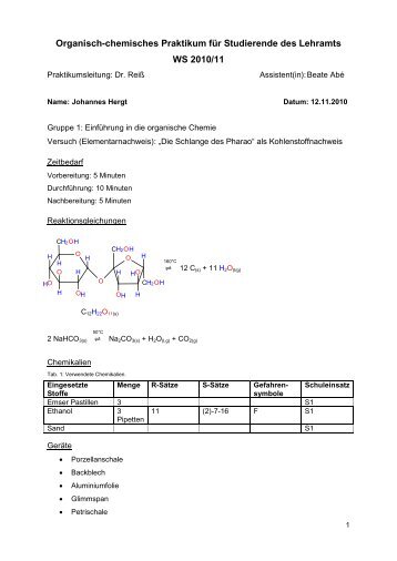 Organisch-chemisches Praktikum für Studierende des ... - ChidS.de
