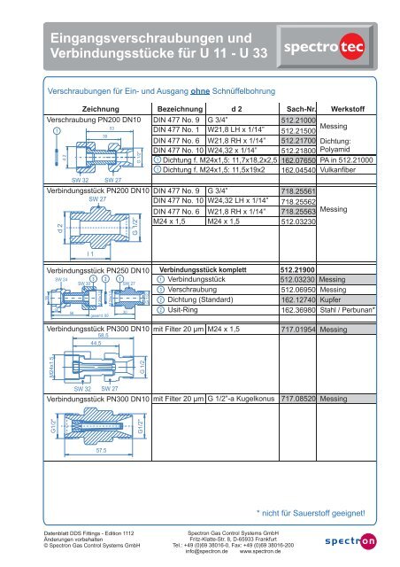 Verschraubungen U11-U47 (pdf, 94.8 KB) - Spectron