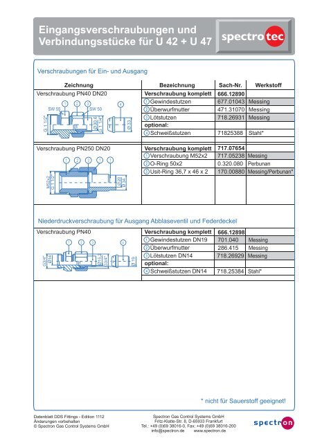 Verschraubungen U11-U47 (pdf, 94.8 KB) - Spectron