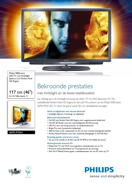 46PFL9705H/12 Philips LED-TV met Ambilight Spectra 3 en Perfect ...