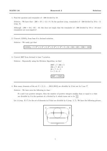 MATH 116 Homework 2 Solutions 1. Find the quotient and ...