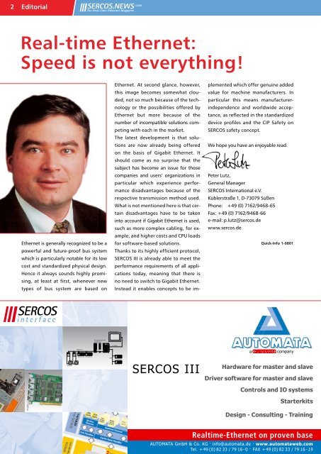 SERCOS News - Issue 1 - 2008