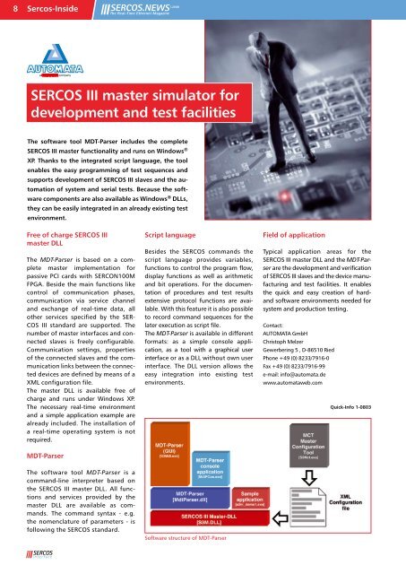 SERCOS News - Issue 1 - 2008