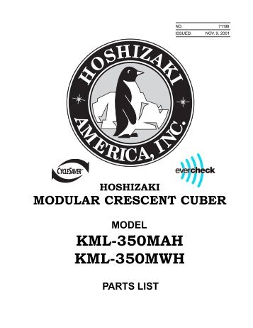 KML-350MAH KML-350MWH - Hoshizaki America, Inc.