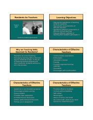 Residents As Teachers Learning Objectives Characteristics of ...