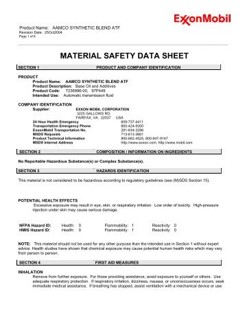 Material Safety Data Sheet - Haldex