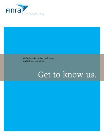 Get to Know Us - FINRA Corporate Brochure