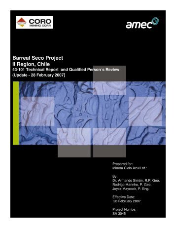 Barreal Seco Project II Region, Chile - CORO Mining Corp.