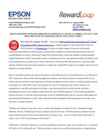 FOR IMMEDIATE RELEASE PR CONTACT - Epson POS Printers