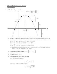 MTH 119W Intermediate Algebra Parabola Facts The Parabola y ...