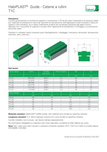 T1C HabiPLAST® Guide - Catene a rullini - Habasit