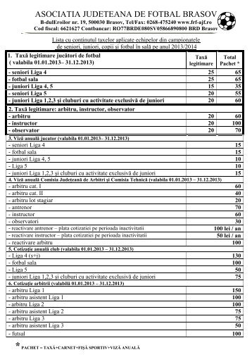Taxe, vize si baremuri - FRF-AJF.ro