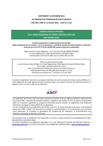 Lire le document - Crédit Agricole Sud Rhône Alpes