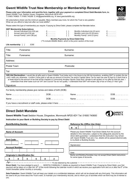 GWT Membership Form 05.07.12..pdf - Gwent Wildlife Trust