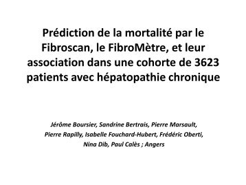 PrÃ©diction de la mortalitÃ© par le Fibroscan, le FibroMÃ¨tre, et ... - Afef
