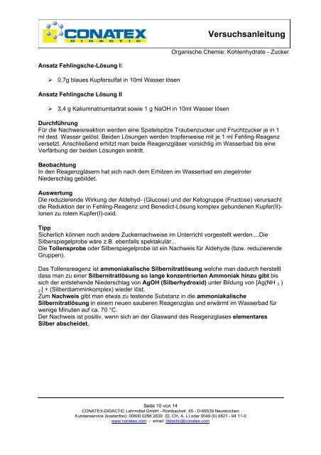 Organische Chemie – Kohlenhydrate - Zucker - Conatex-Didactic ...