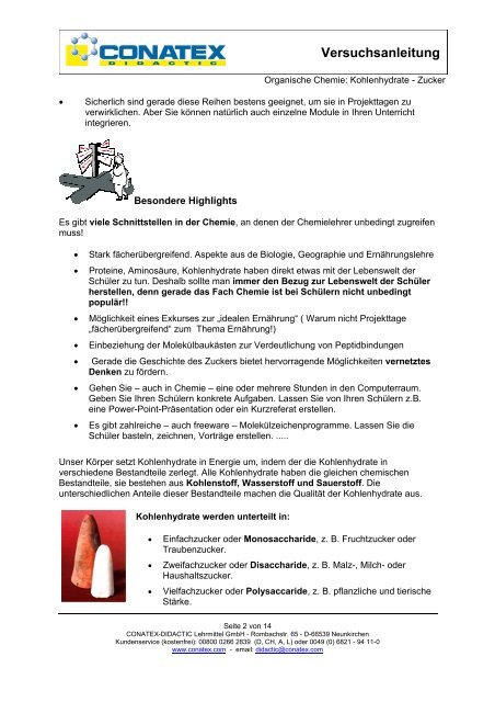 Organische Chemie – Kohlenhydrate - Zucker - Conatex-Didactic ...