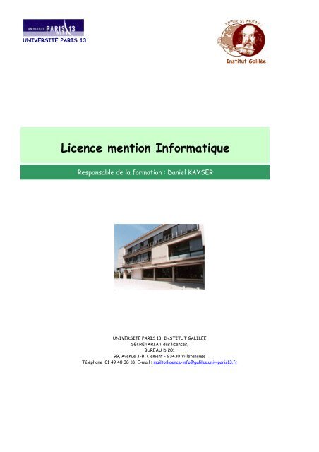 Licence mention Informatique - UniversitÃ© Paris 13