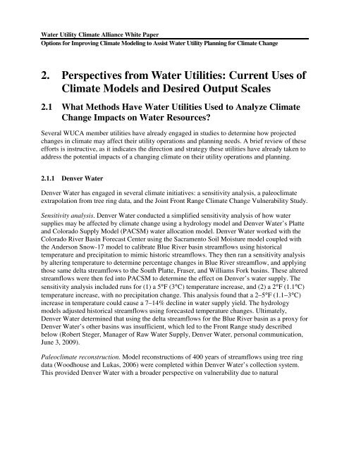 Options for Improving Climate Modeling to Assist Water Utility ...
