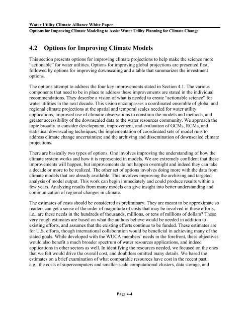 Options for Improving Climate Modeling to Assist Water Utility ...